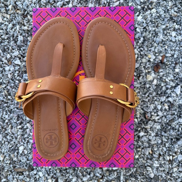 Tory Burch Tan Leather Thong Sandals - Picture 2 of 7